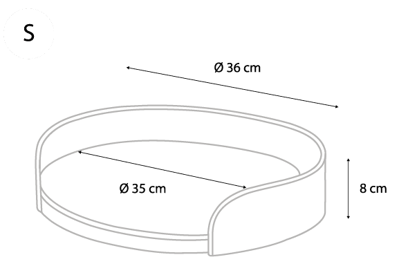 Legowisko drewniane okrągłe Rest S – wymiary 36 cm średnica zewnętrzna, 35 cm wewnętrzna, wysokość 8 cm